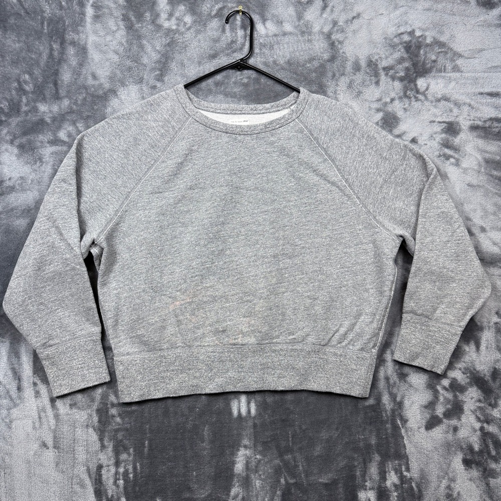 Rag & Bone Sweatshirt Womens L Gray Raglan Sleeve Crewneck French Terry Logo
